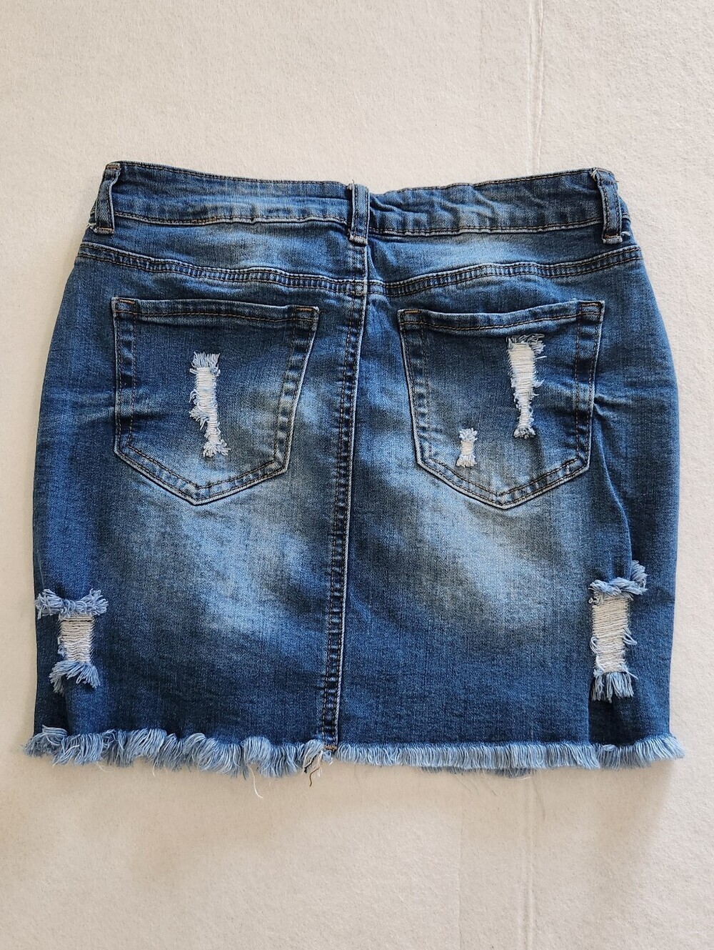Wax Jean Distressed Blue Denim Mini Skirt Size Medium - Picture 3 of 6